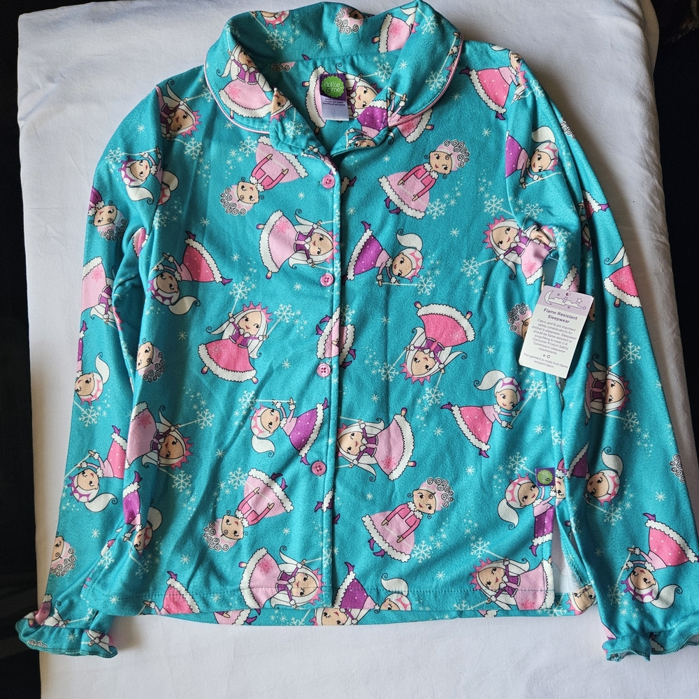 Dollie And Me - Adorable Cartoon Character Kids Pajama Set - Turquoise and Pink